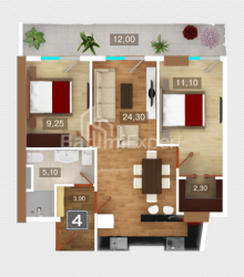 شقة سكنية 3-комн 73.2 m² - 26 مايو, Batumi