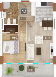 شقة سكنية 48 متر مربع - 26 مايو, Batumi, جورجيا
